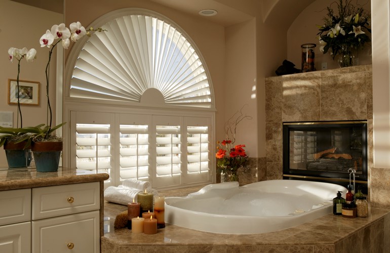 Our Professionals Installed Shutters On A Sunburst Arch Window In Sacramento, CA